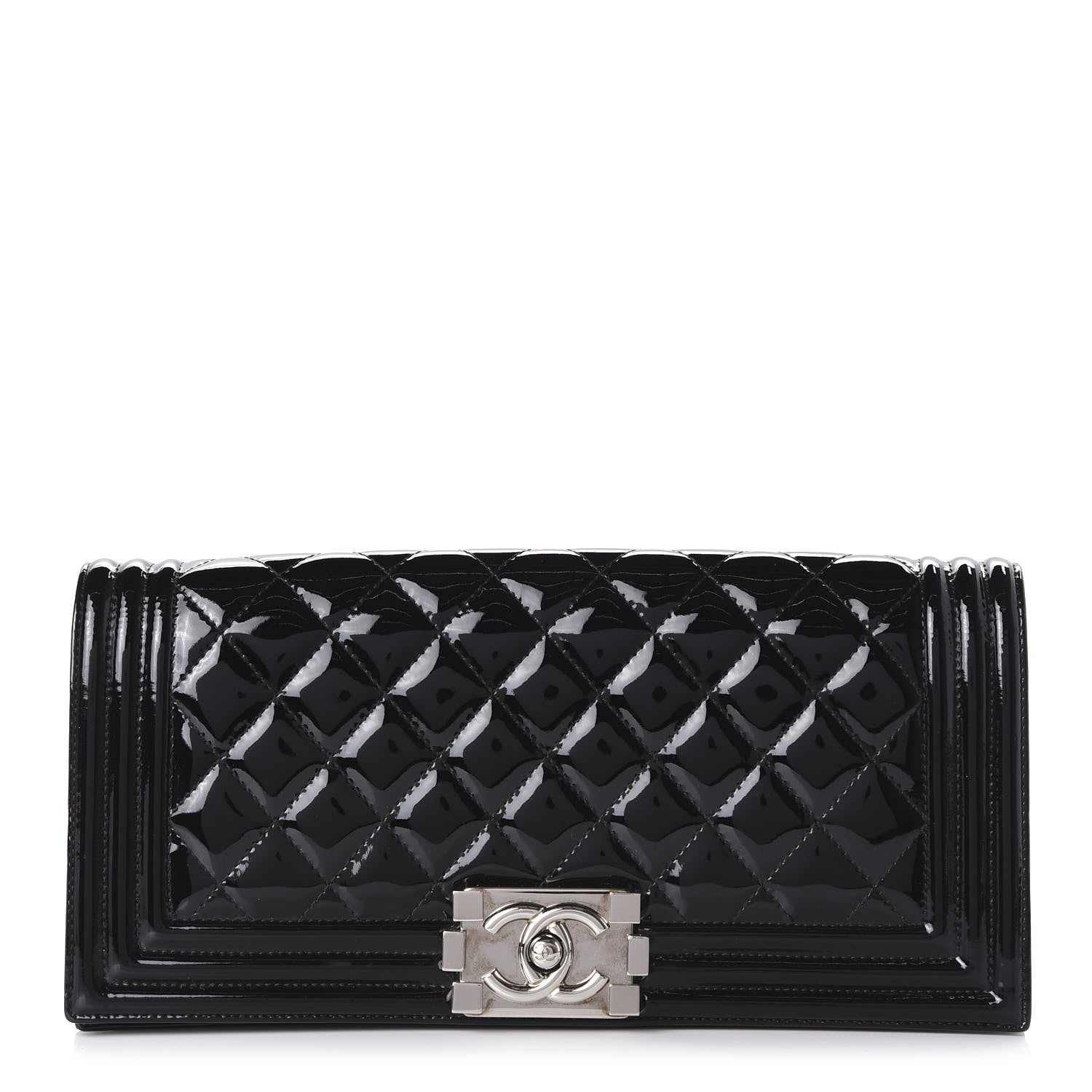 Chanel Patent Quilted Boy Flap Clutch Black 1 of 10