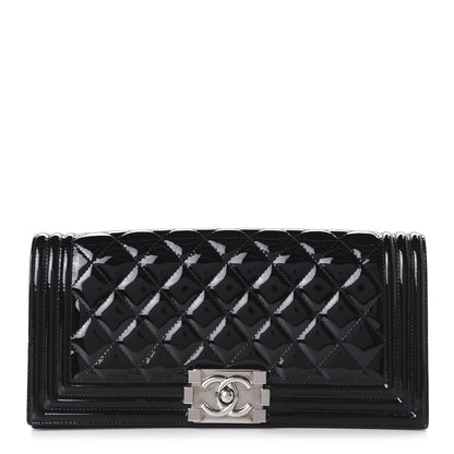 Chanel Patent Quilted Boy Flap Clutch Black 1 of 10