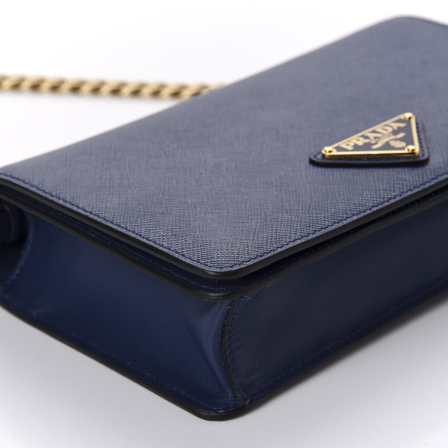 Prada Saffiano Soft Calf Chain Crossbody Bag Bluette 6 of 10