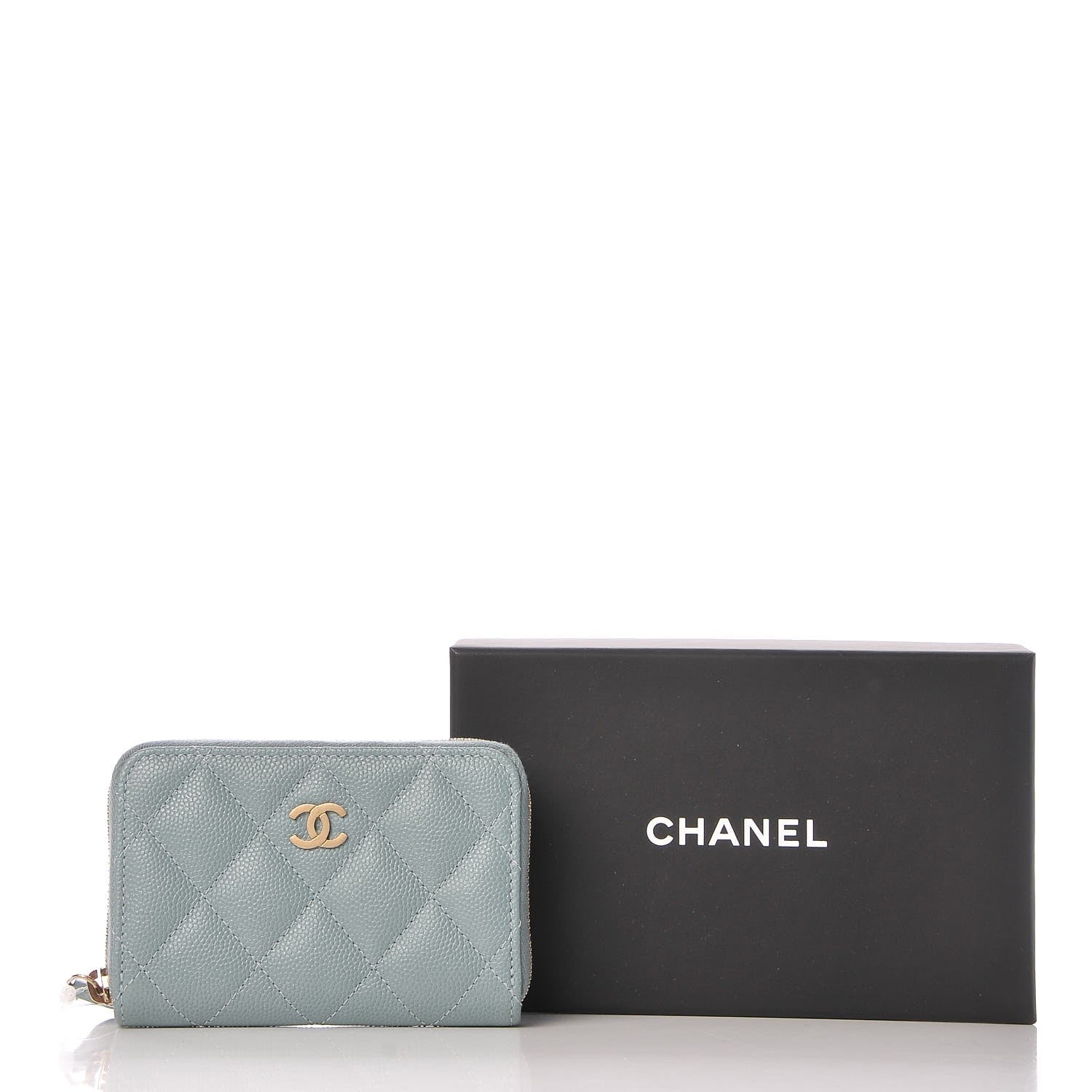 Chanel Iridescent Caviar Quilted Zip Coin Purse Light Blue 8 of 8