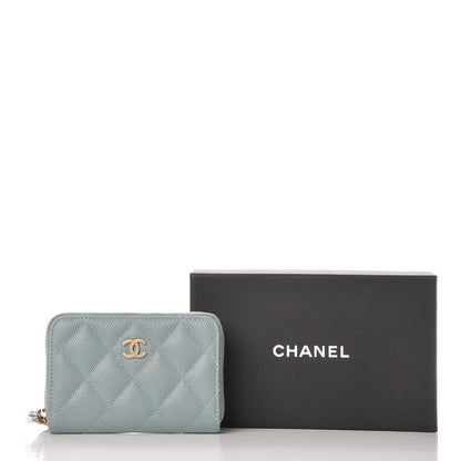 Chanel Iridescent Caviar Quilted Zip Coin Purse Light Blue 8 of 8