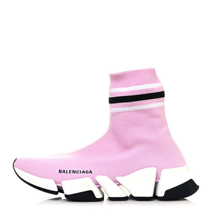 Balenciaga Technical 3D Recycled Knit Striped Womens Speed 2.0 Sneakers 38 Sweet Lilac Multicolor 1 of 7