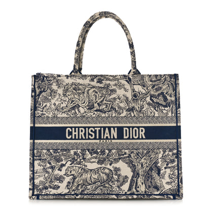 Christian Dior Canvas Embroidered Large Dioriviera Toile De Jouy Book Tote Blue 1 of 9