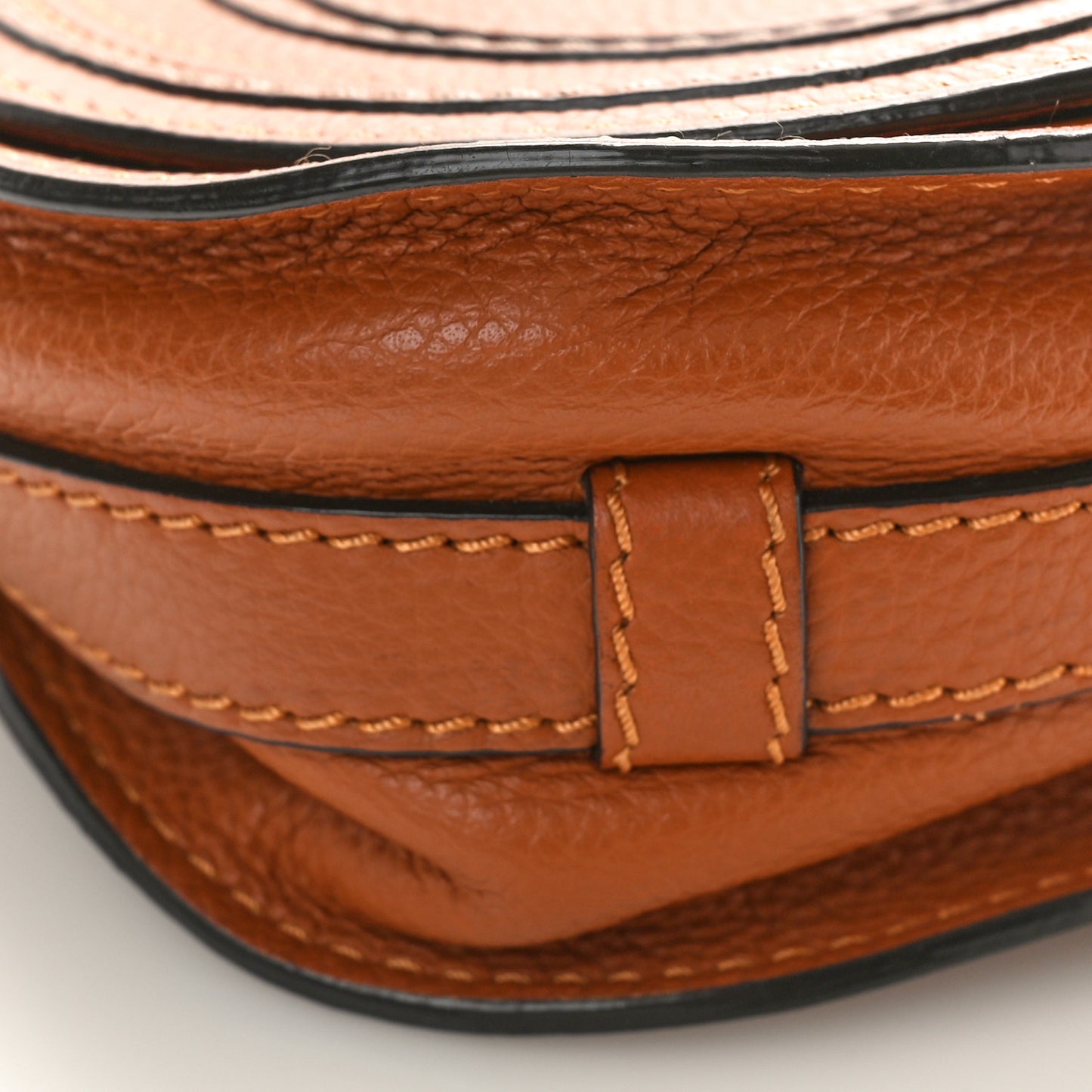 Grained Calfskin Small Marcie Saddle Bag Tan