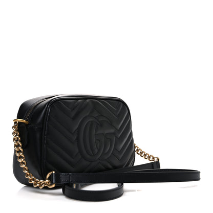 Gucci Calfskin Matelasse Small GG Marmont Chain Shoulder Bag Black 3 of 10