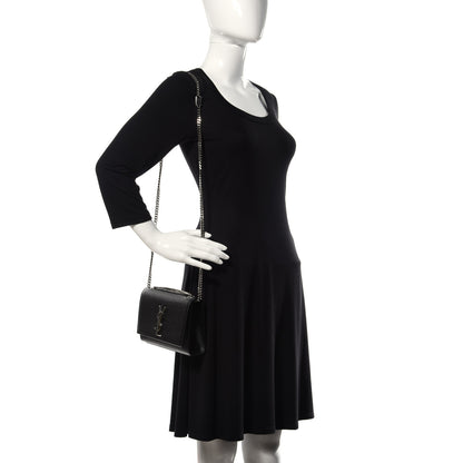 Saint Laurent Grain De Poudre Small Monogram Kate Satchel Black 2 of 12
