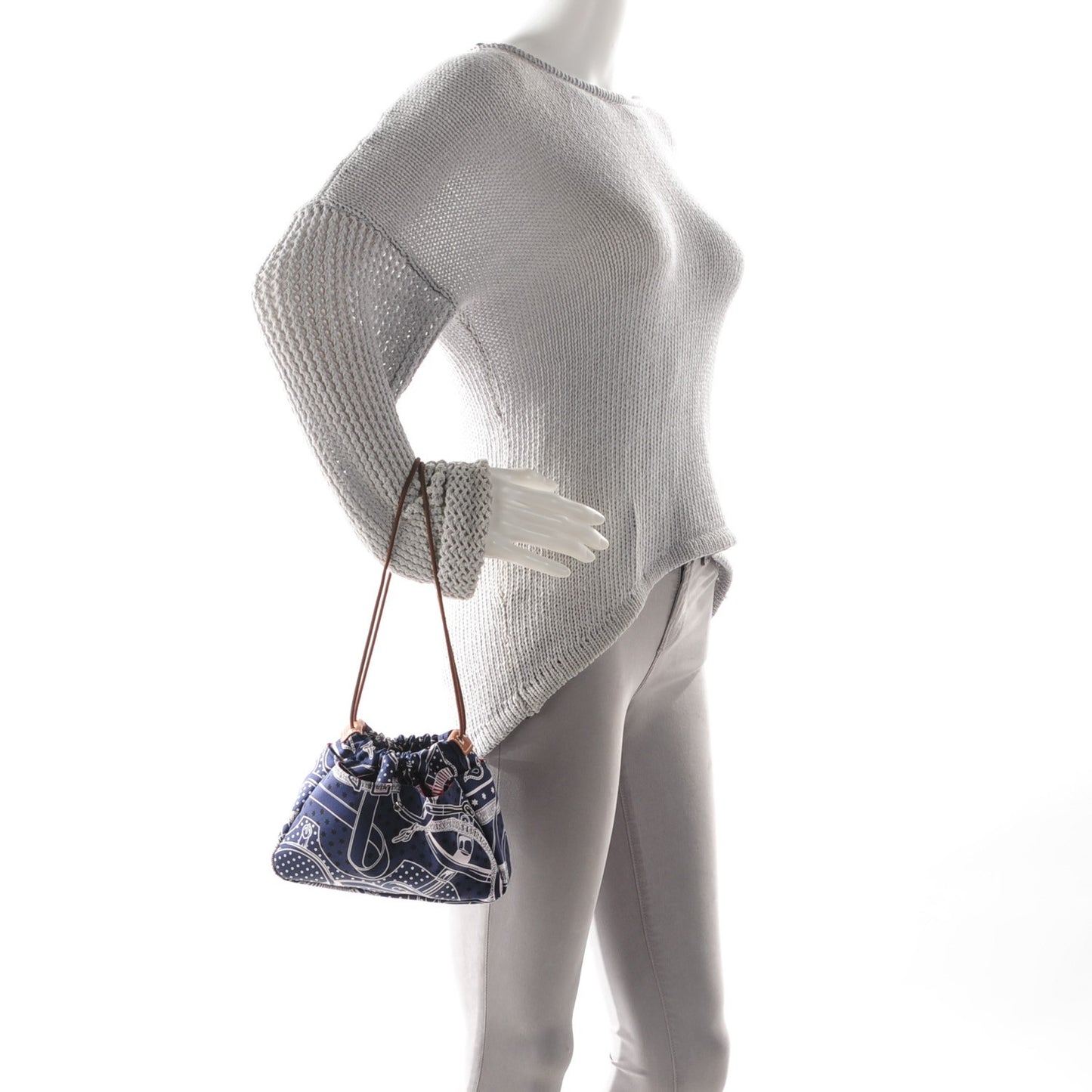Barenia Silk Eperons d'Or Fourbi 20 PM Pouch Fauve Bleu Nuit