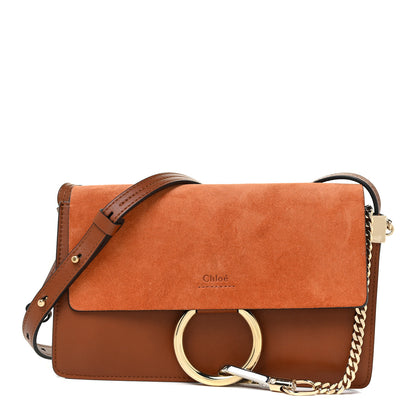 Chloe Suede Calfskin Small Faye Shoulder Bag Tobacco 1 of 9