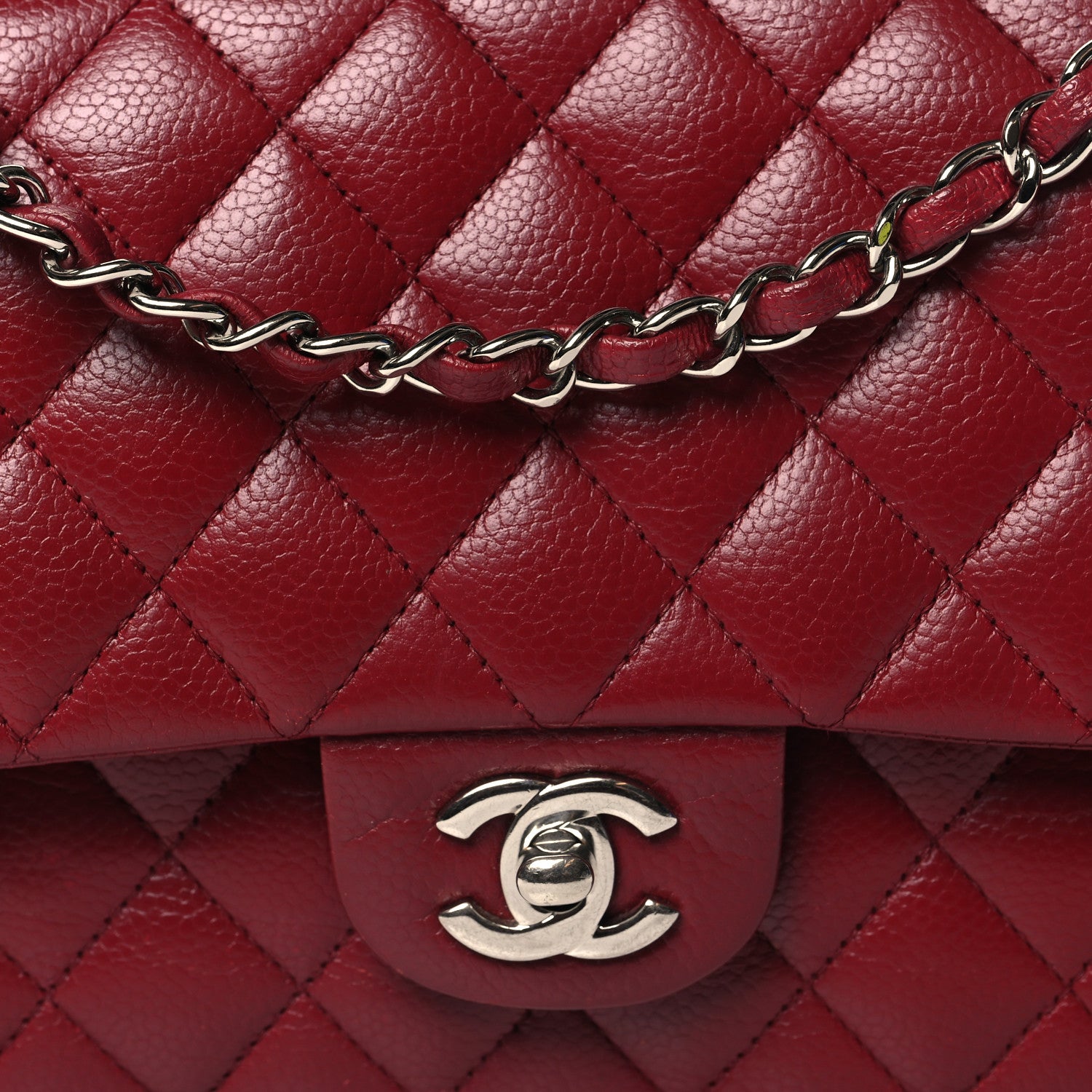 Chanel Caviar Quilted Medium Double Flap Dark Red 8 of 15