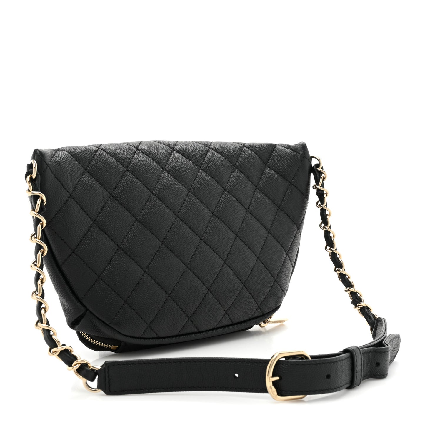 Caviar Quilted Business Affinity Waist Belt Bag Black