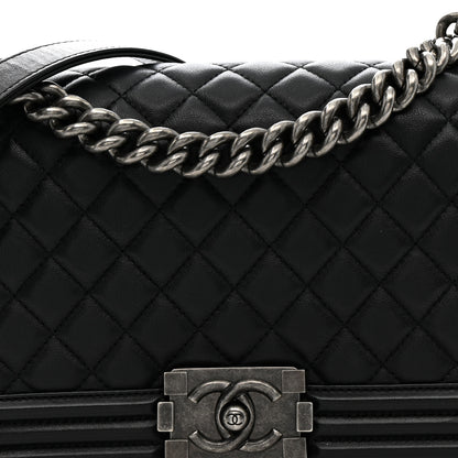 Chanel Lambskin Quilted Medium Boy Flap Black 8 of 13