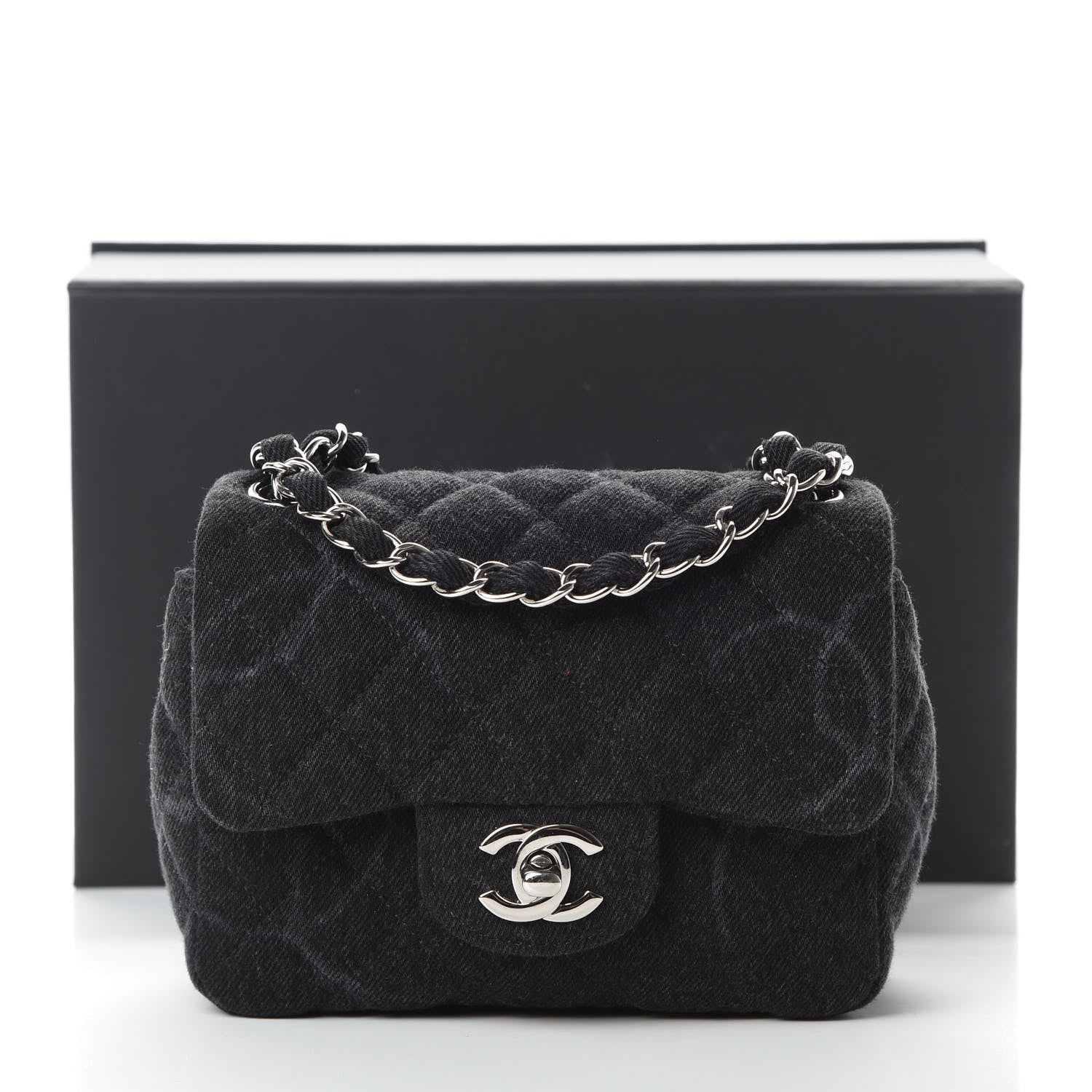 Chanel Denim CC Quilted Mini Square Flap Black 11 of 11