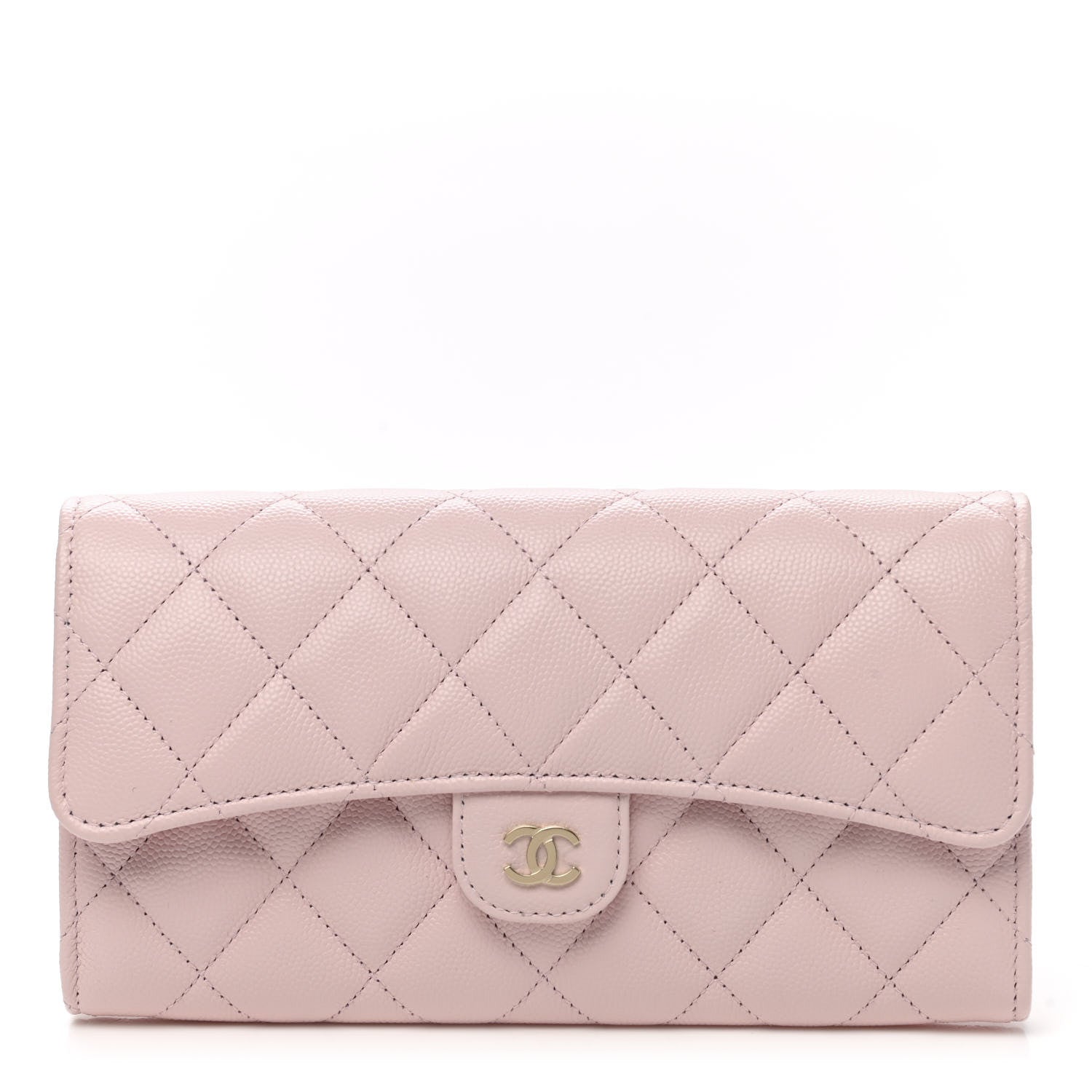 Chanel Caviar Quilted Large Gusset Flap Wallet Light Pink 1 of 9