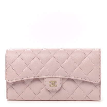 Chanel Caviar Quilted Large Gusset Flap Wallet Light Pink 1 of 9