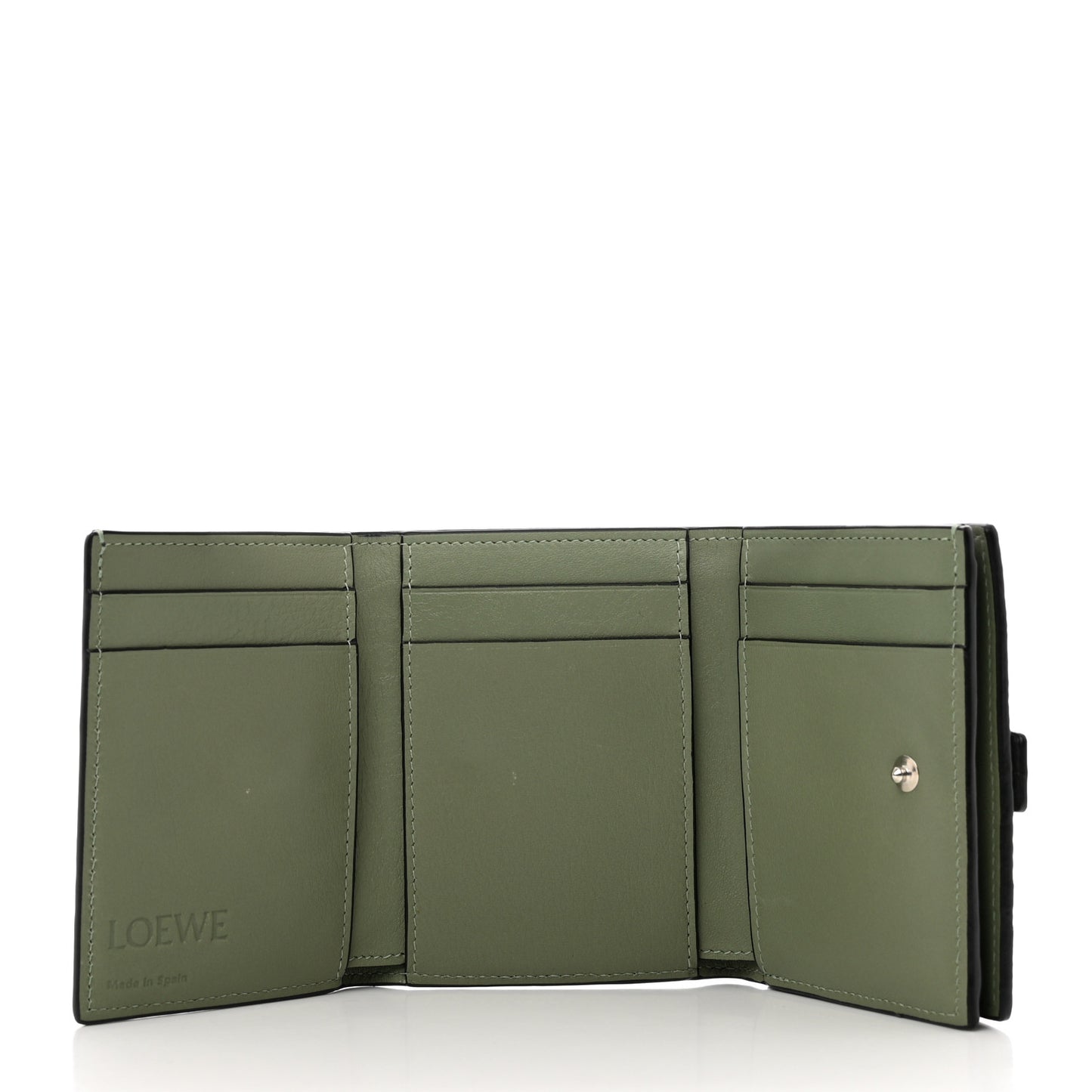 Grained Calfskin Anagram Trifold Wallet Anthracite Ghost