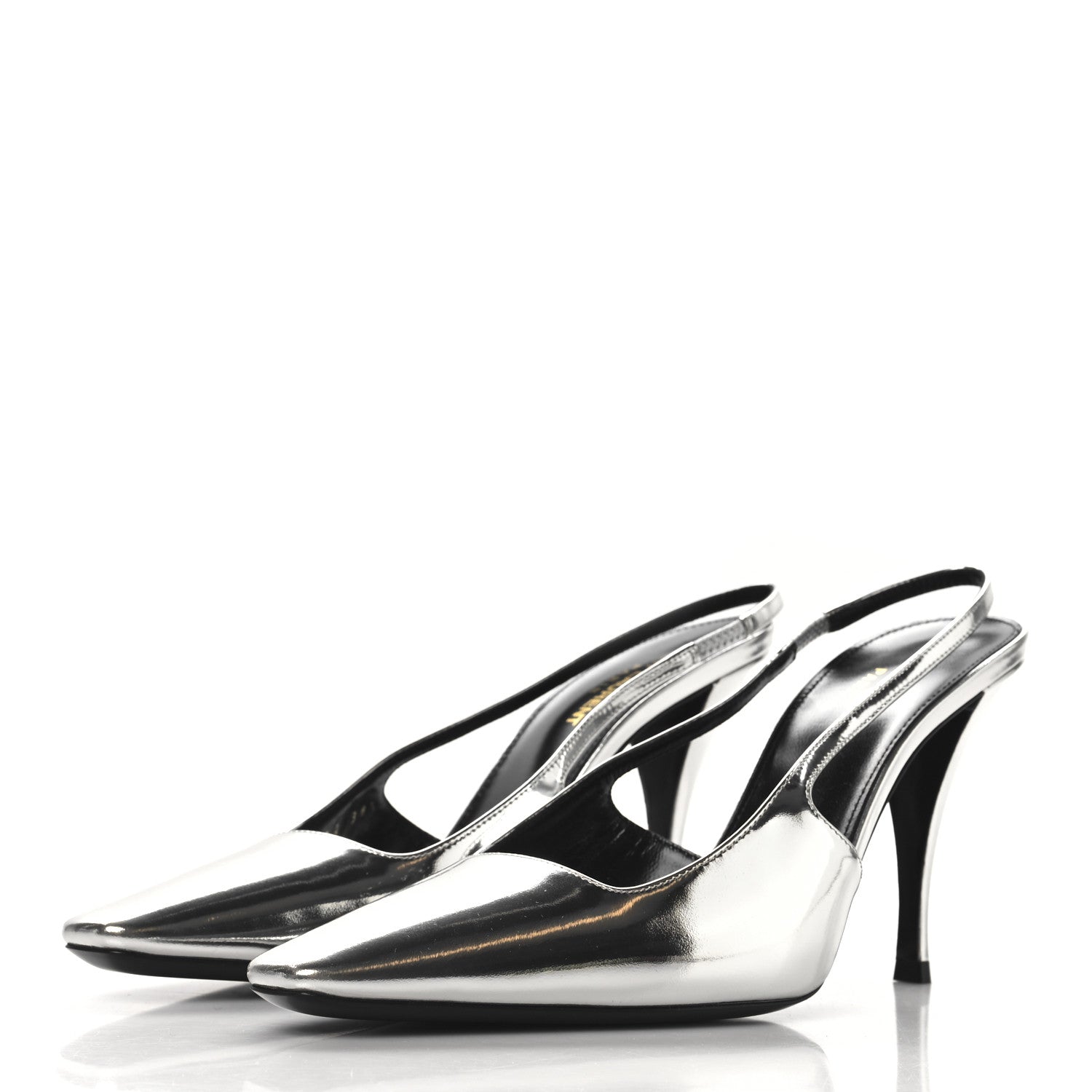 Saint Laurent Patent Tom 90 Dream Slingback Pumps 38.5 Argento 4 of 10