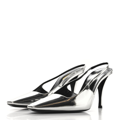 Saint Laurent Patent Tom 90 Dream Slingback Pumps 38.5 Argento 4 of 10