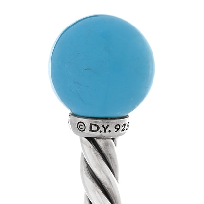 David Yurman Sterling Silver Diamond Turquoise 9mm Solari Bracelet 3 of 3