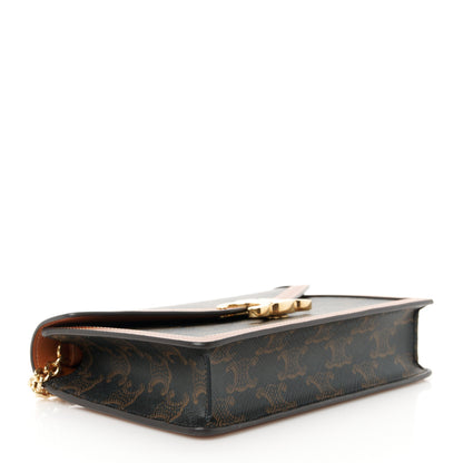 Celine Triomphe Canvas Calfskin Margo Wallet on Chain Tan 4 of 11