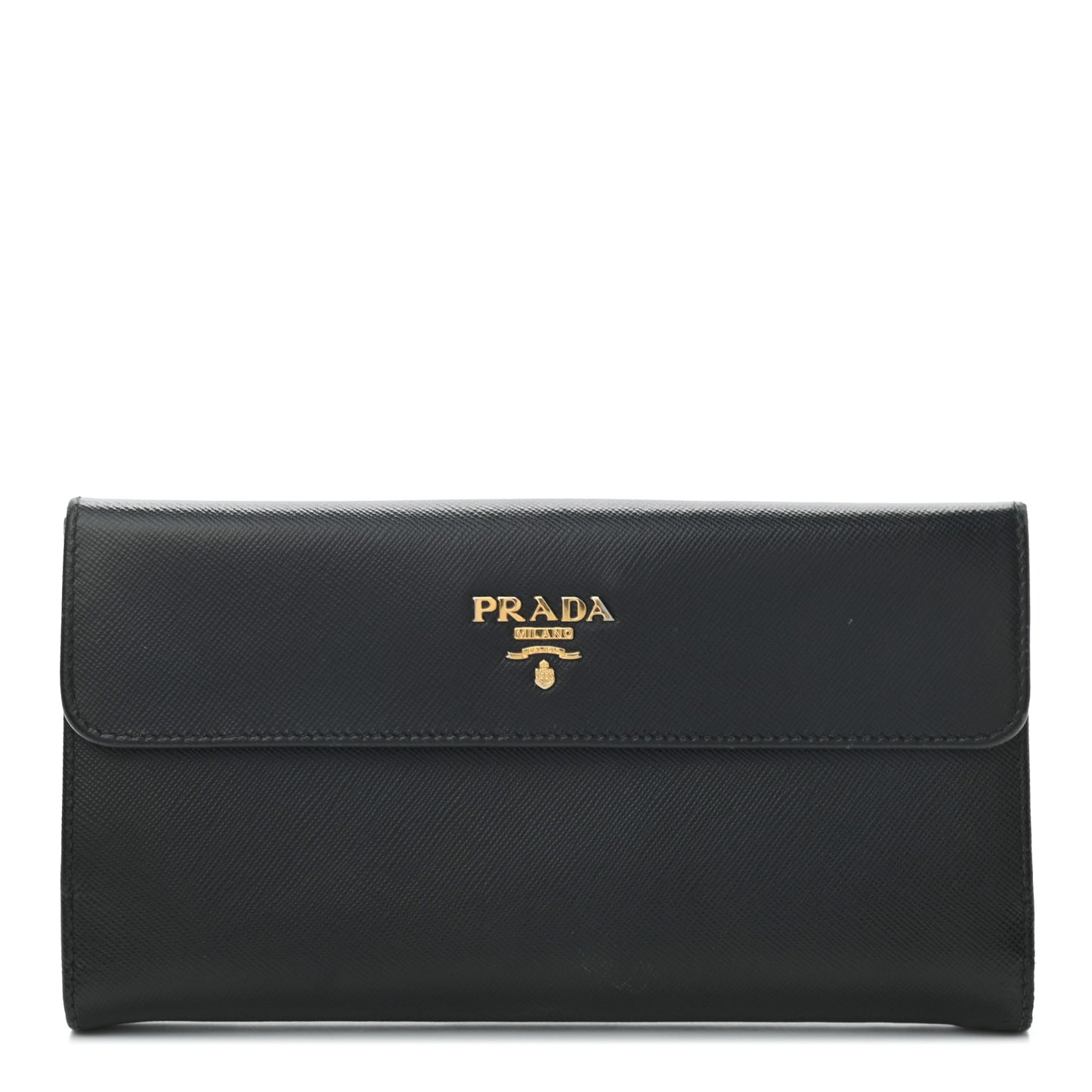 Saffiano Metal Continental Flap Wallet Nero Black