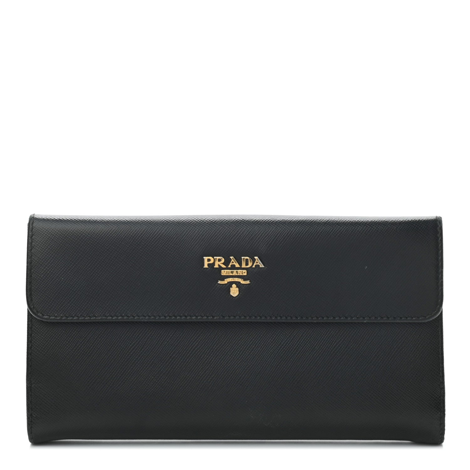 Prada Saffiano Metal Continental Flap Wallet Nero Black 1 of 7