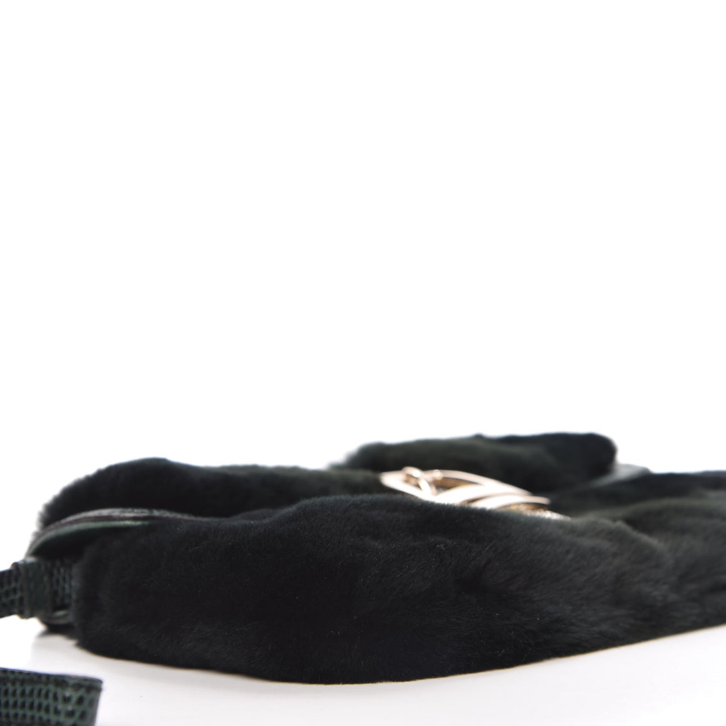 Mink Fur Lizard Crystal Wristlet Green