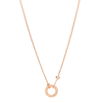 Cartier 18K Pink Gold 2 Diamond LOVE Necklace 1 of 4