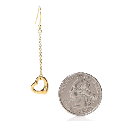 Tiffany 18K Yellow Gold Elsa Peretti Open Heart Drop Earrings 2 of 3