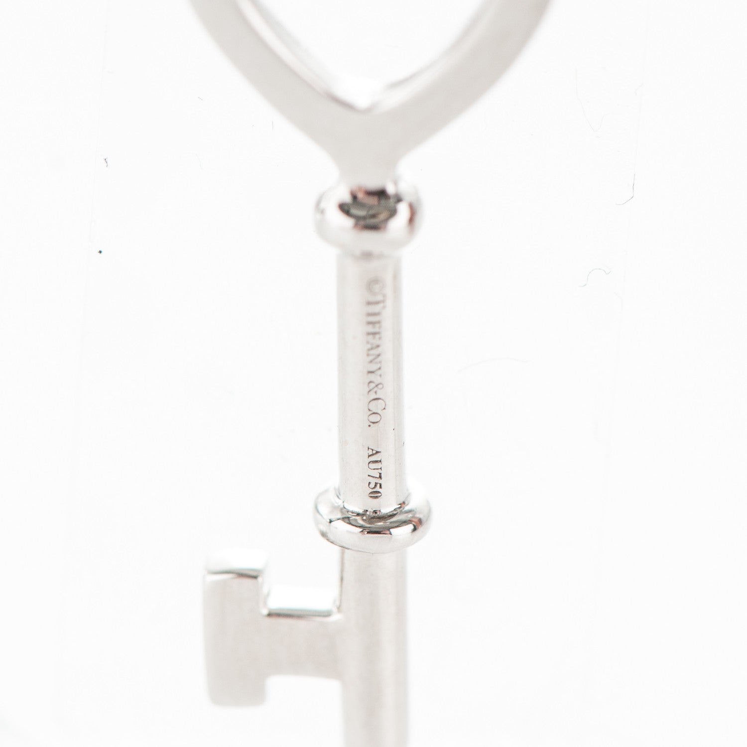 Tiffany 18K White Gold Diamond Mini Heart Key Pendant 3 of 4