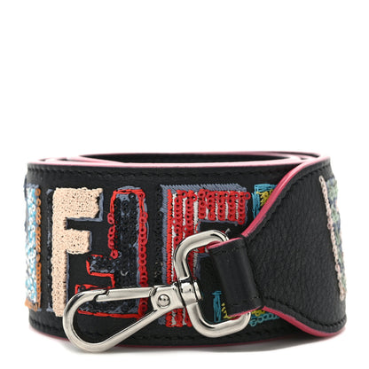 Fendi Calfskin Sequin Fun Fair Strap You Black Multicolor 1 of 6