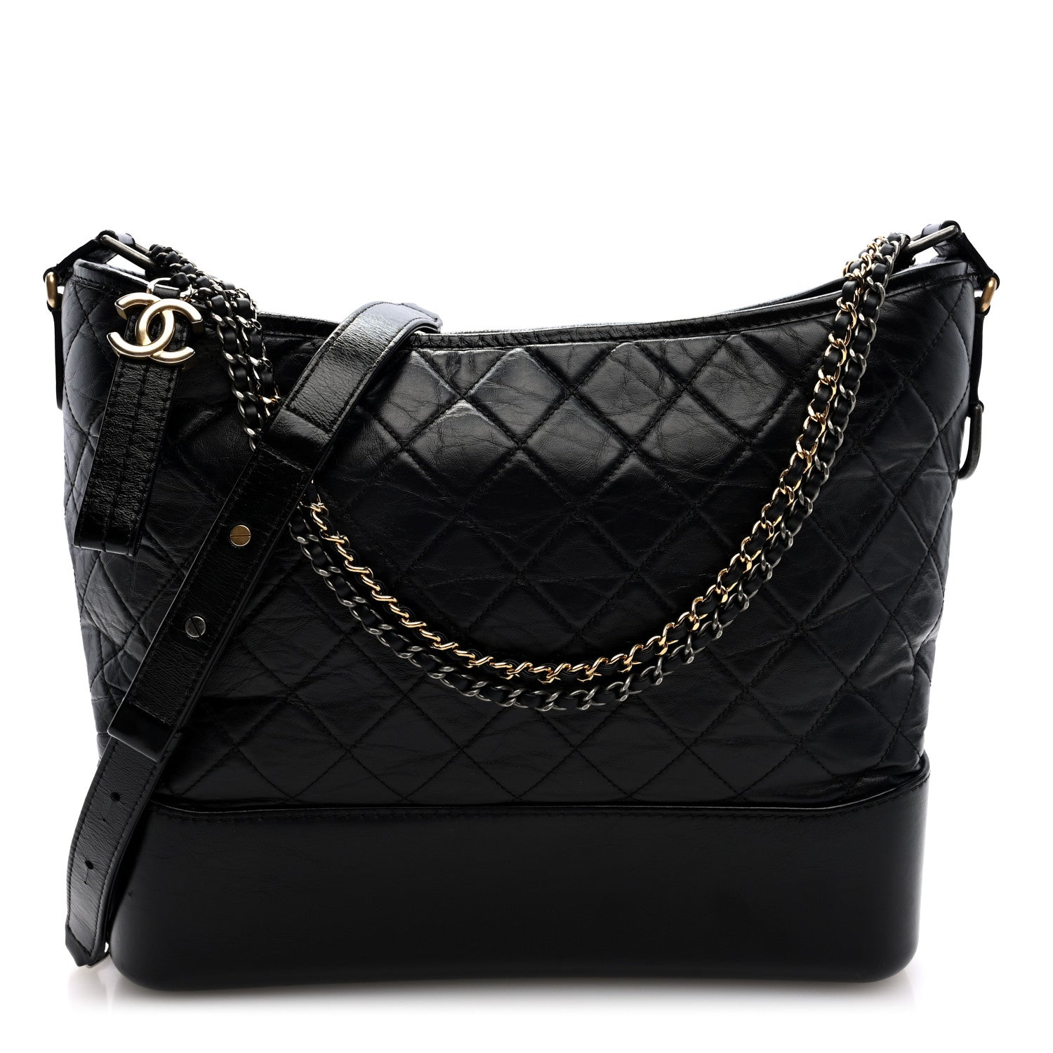 Chanel Aged Calfskin Quilted Large Gabrielle Hobo Black 1 of 10