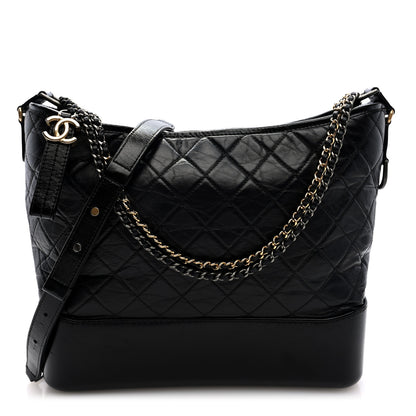 Chanel Aged Calfskin Quilted Large Gabrielle Hobo Black 1 of 10