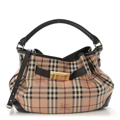 Burberry Haymarket Check Medium Willenmore Hobo Chocolate 1 of 11