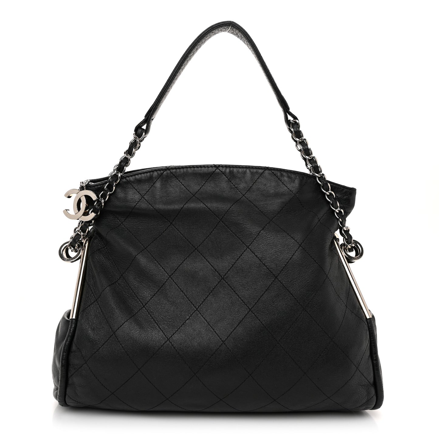 Lambskin Stitched Medium Ultimate Soft Tote Black