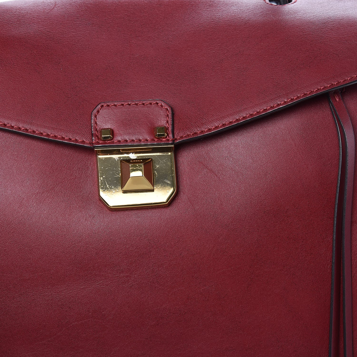 MCM Calfskin Top Handle Satchel Red 13 of 16