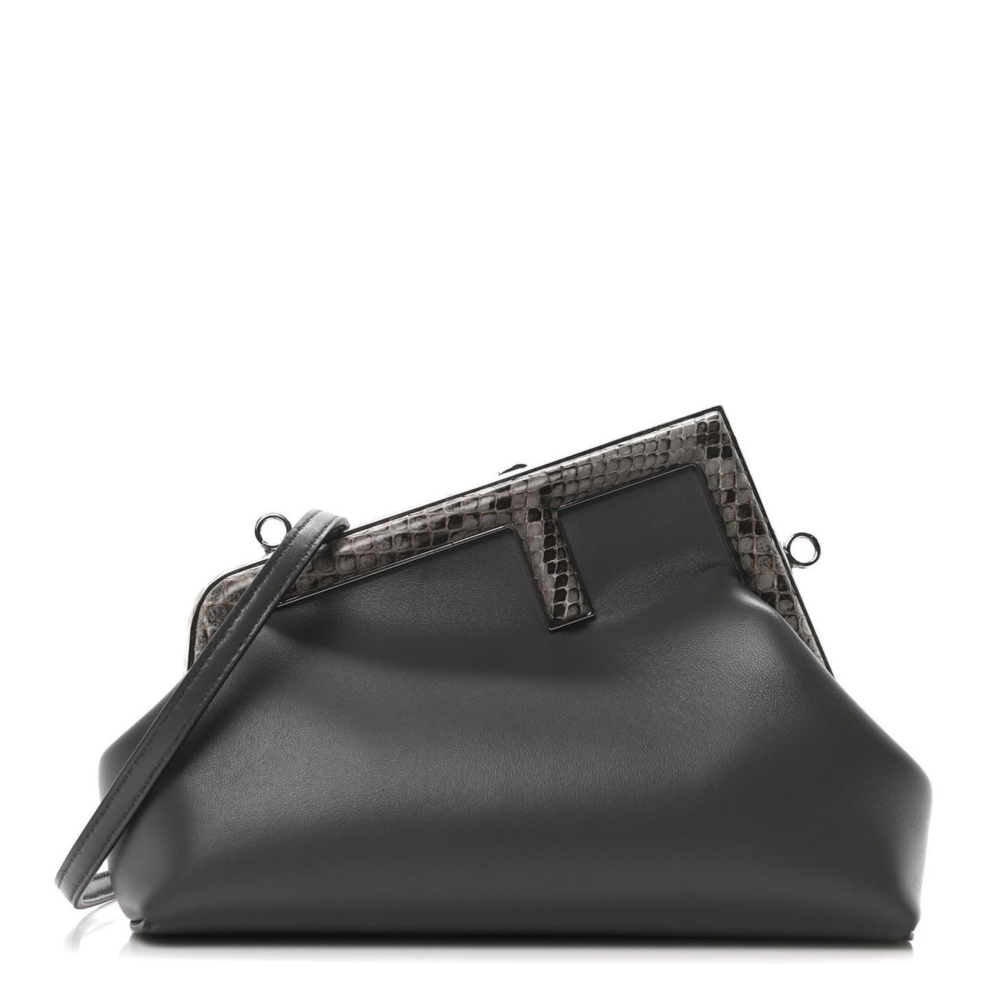 Shiny Nappa Snakeskin Small Fendi First Anthracite Asfalto