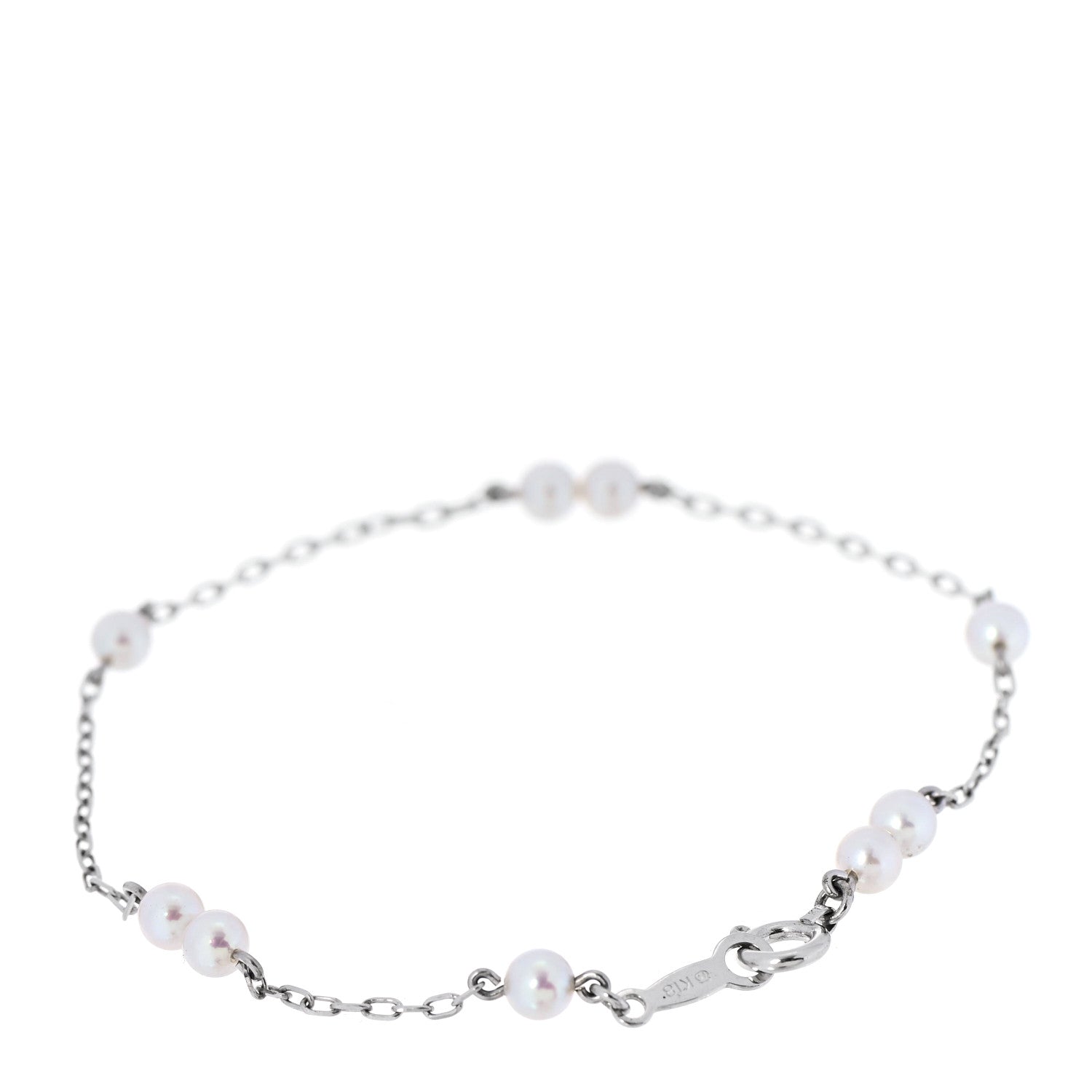 Mikimoto 18K White Gold Akoya Pearl 3.5-4mm Station Bracelet 3 of 5