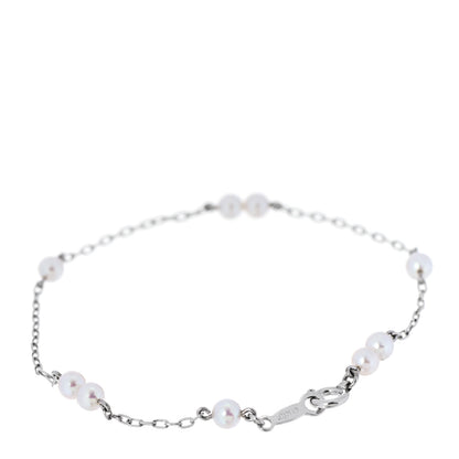 Mikimoto 18K White Gold Akoya Pearl 3.5-4mm Station Bracelet 3 of 5