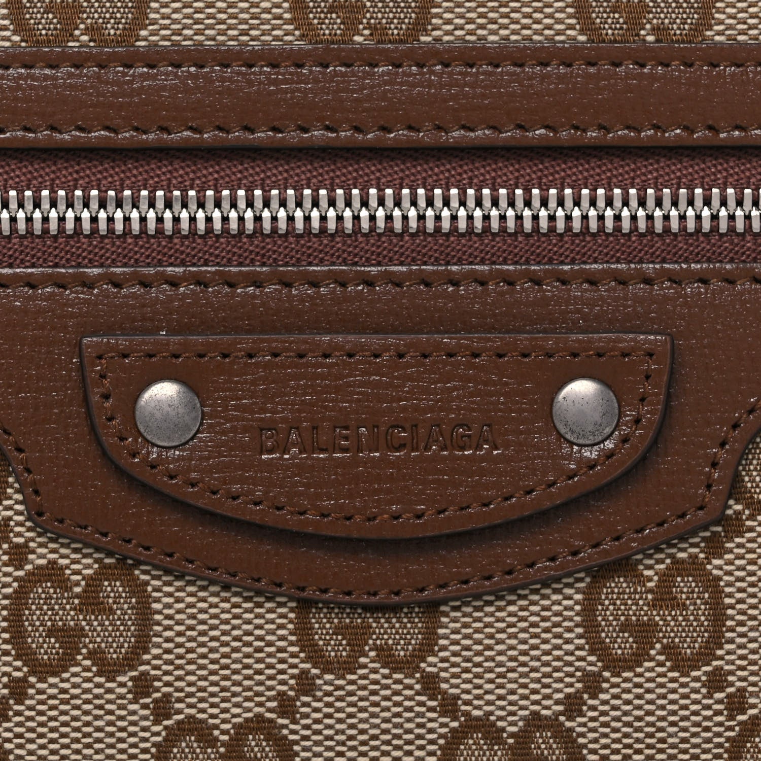 Balenciaga X GUCCI GG Monogram Azalea Calfskin Neo Classic Zip Around Wallet Beige Ebony Brown Sugar 7 of 10