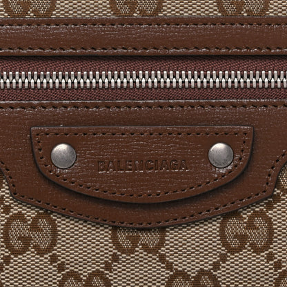 Balenciaga X GUCCI GG Monogram Azalea Calfskin Neo Classic Zip Around Wallet Beige Ebony Brown Sugar 7 of 10
