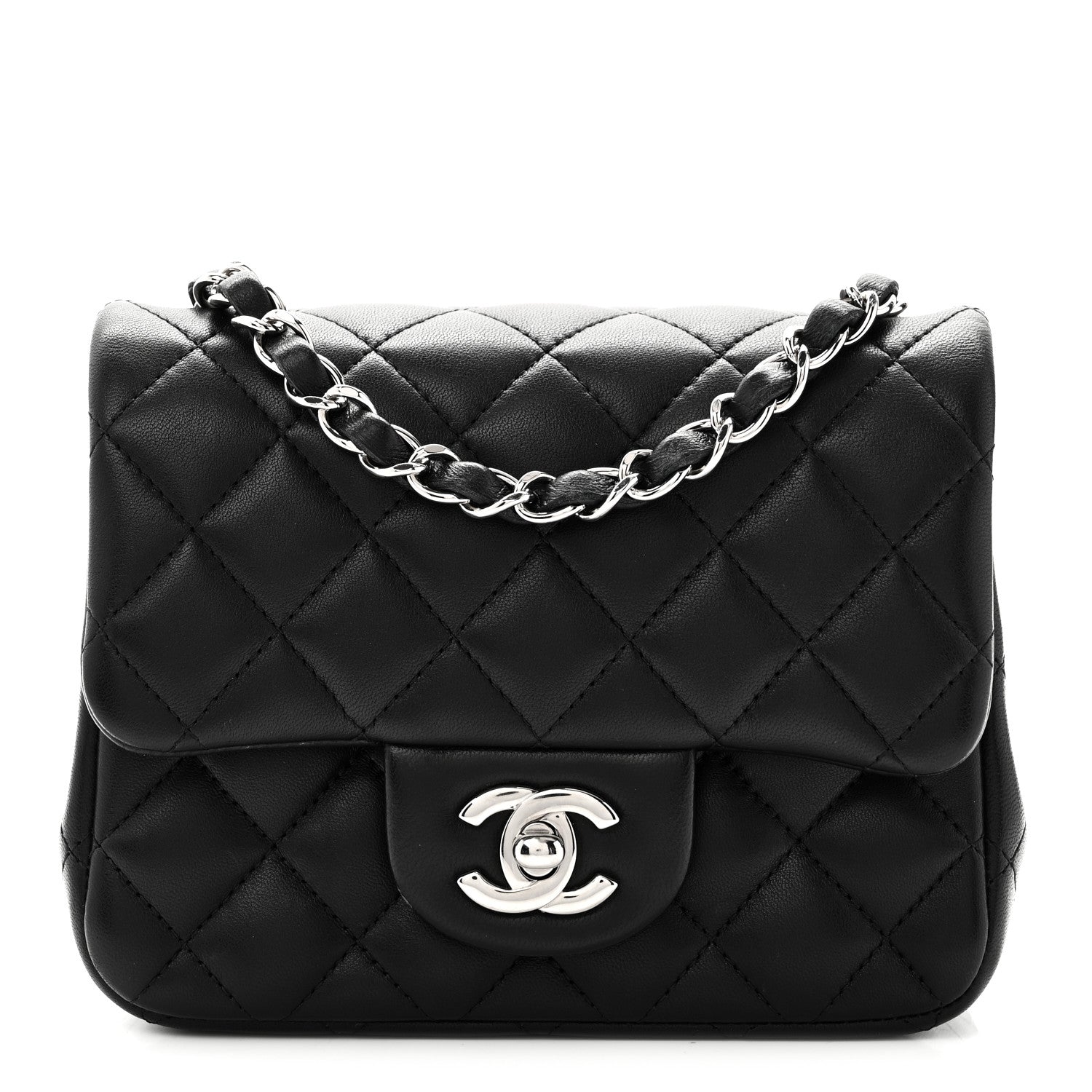 Chanel Lambskin Quilted Mini Square Flap Black 7 of 10