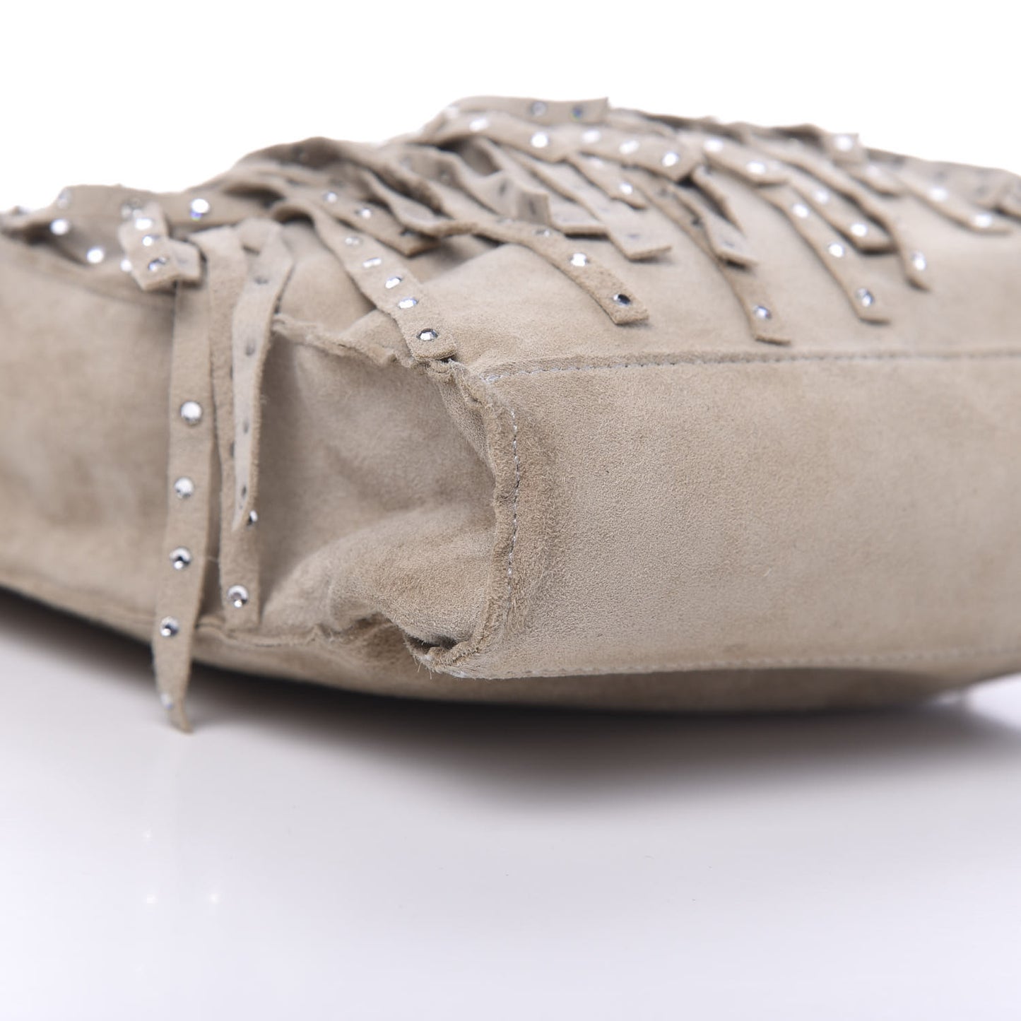 Suede Mini Fringe Tote Beige