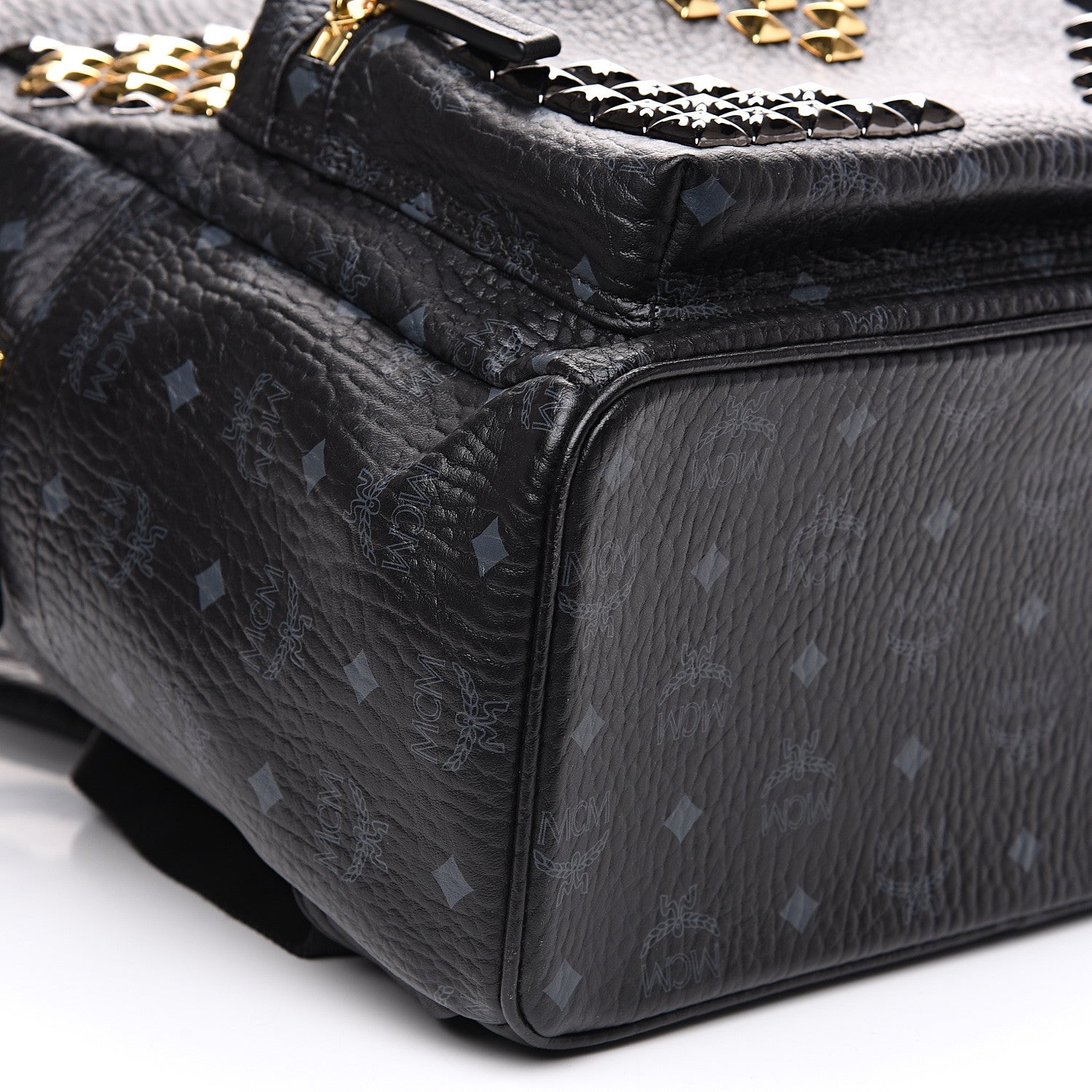 MCM Visetos Studded Medium Stark M Backpack Black 8 of 10