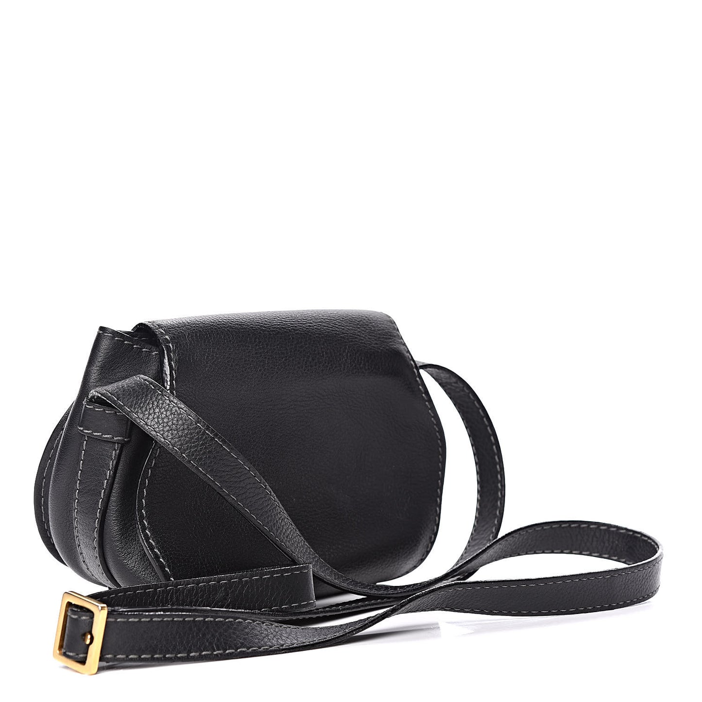 Calfskin Mini Marcie Round Crossbody Bag Black