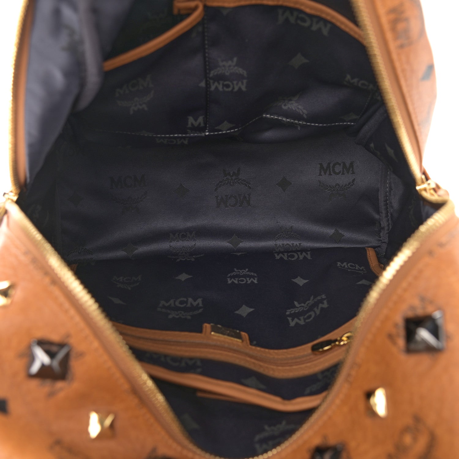 MCM Visetos Studded Medium Stark M Backpack Cognac 5 of 11