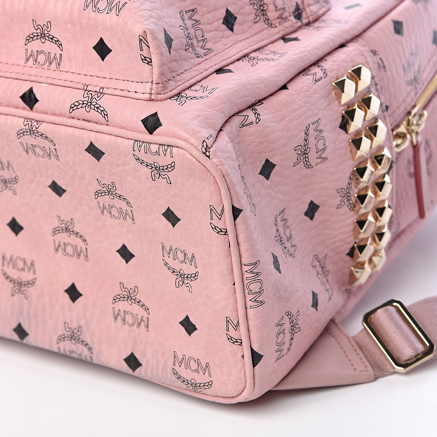 MCM Visetos Small Side Stud Stark Backpack Pink 16 of 17