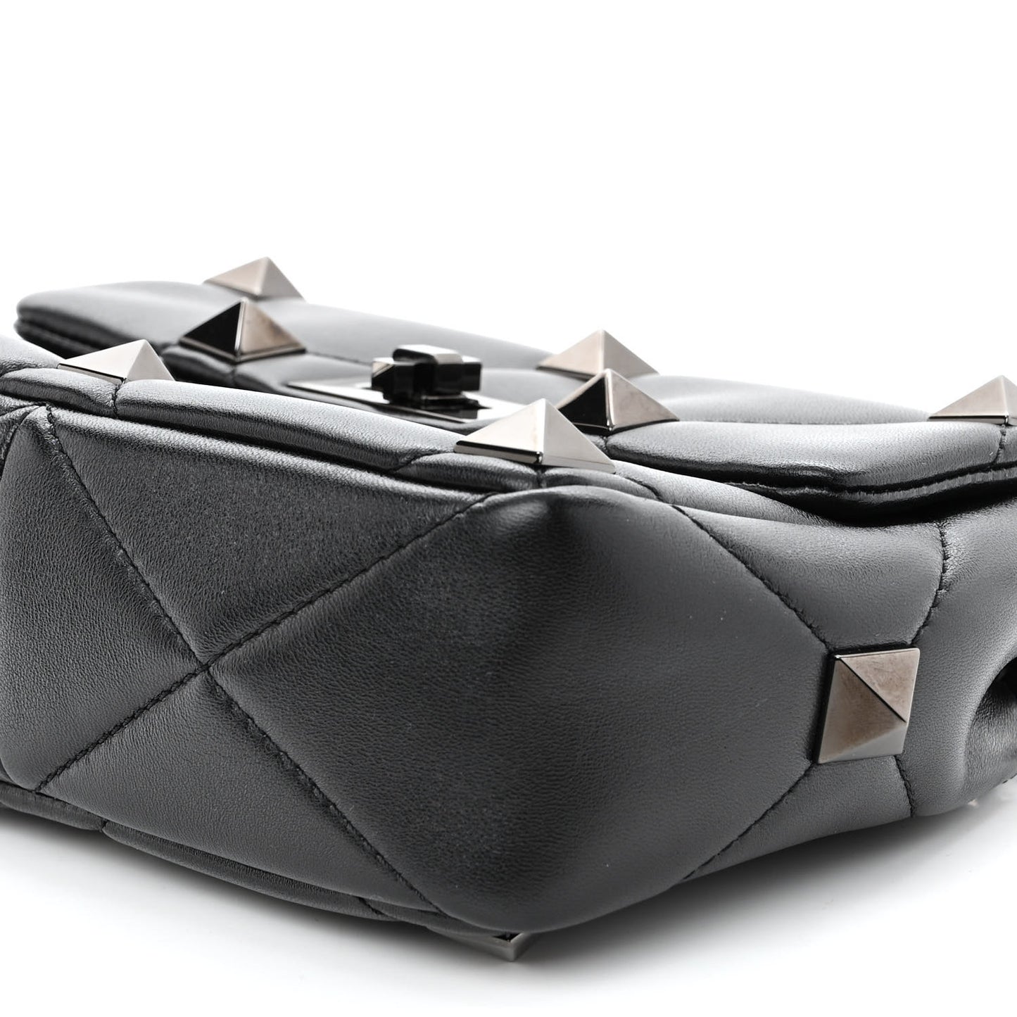 Nappa Monochrome Medium Roman Stud Shoulder Bag Black
