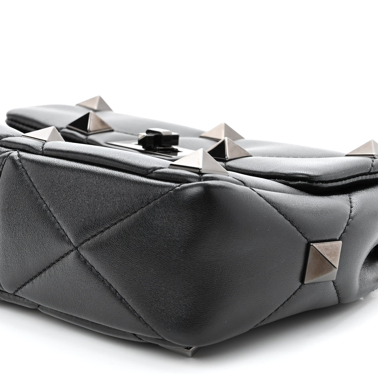 Valentino Garavani Nappa Monochrome Medium Roman Stud Shoulder Bag Black 9 of 9