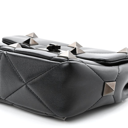 Valentino Garavani Nappa Monochrome Medium Roman Stud Shoulder Bag Black 9 of 9