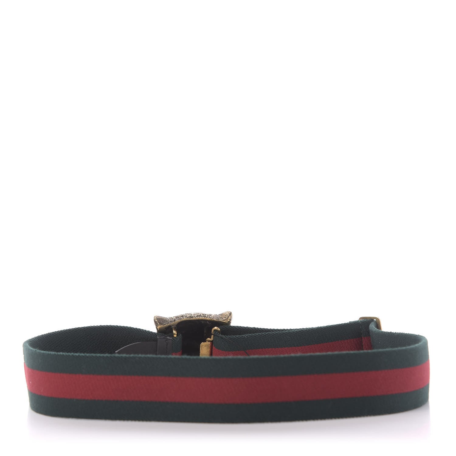 Gucci Web Feline Buckle Belt 80 32 Green Red 2 of 5